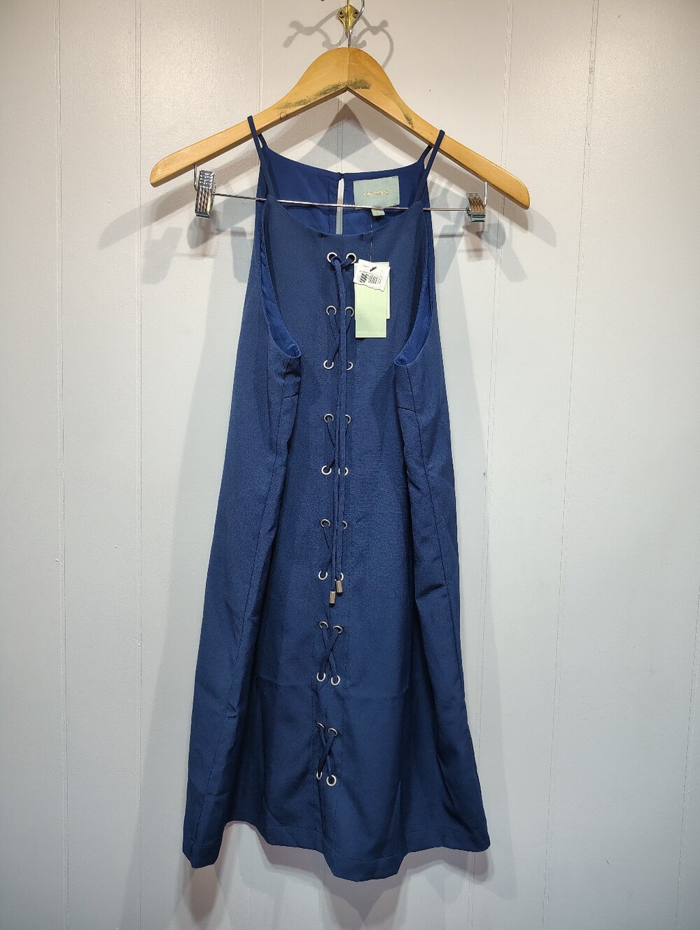 Skies Are Blue Grommet Shift Mini Dress Blue Size Medium